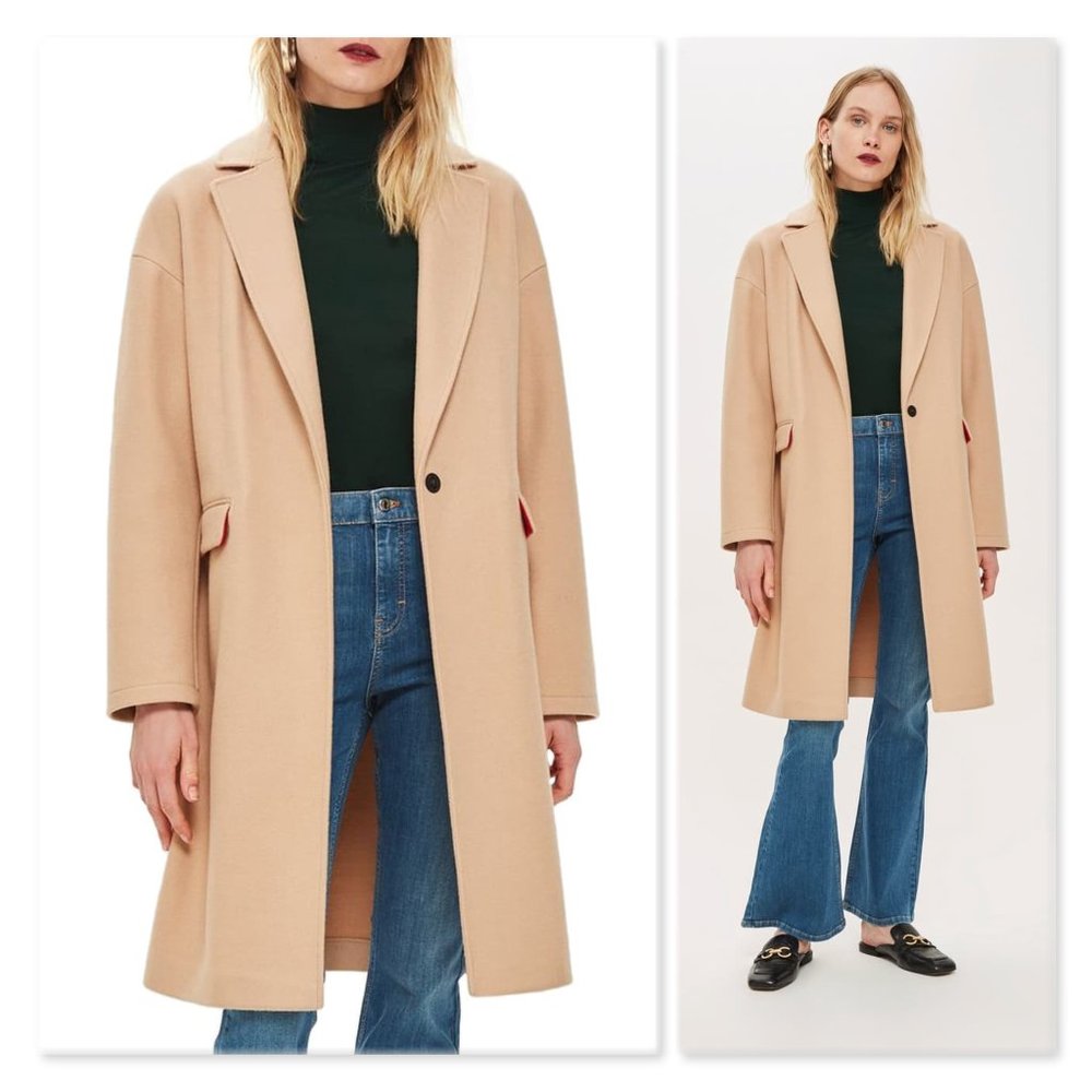 Topshop Lily Knit Back Midi Coat sz 4